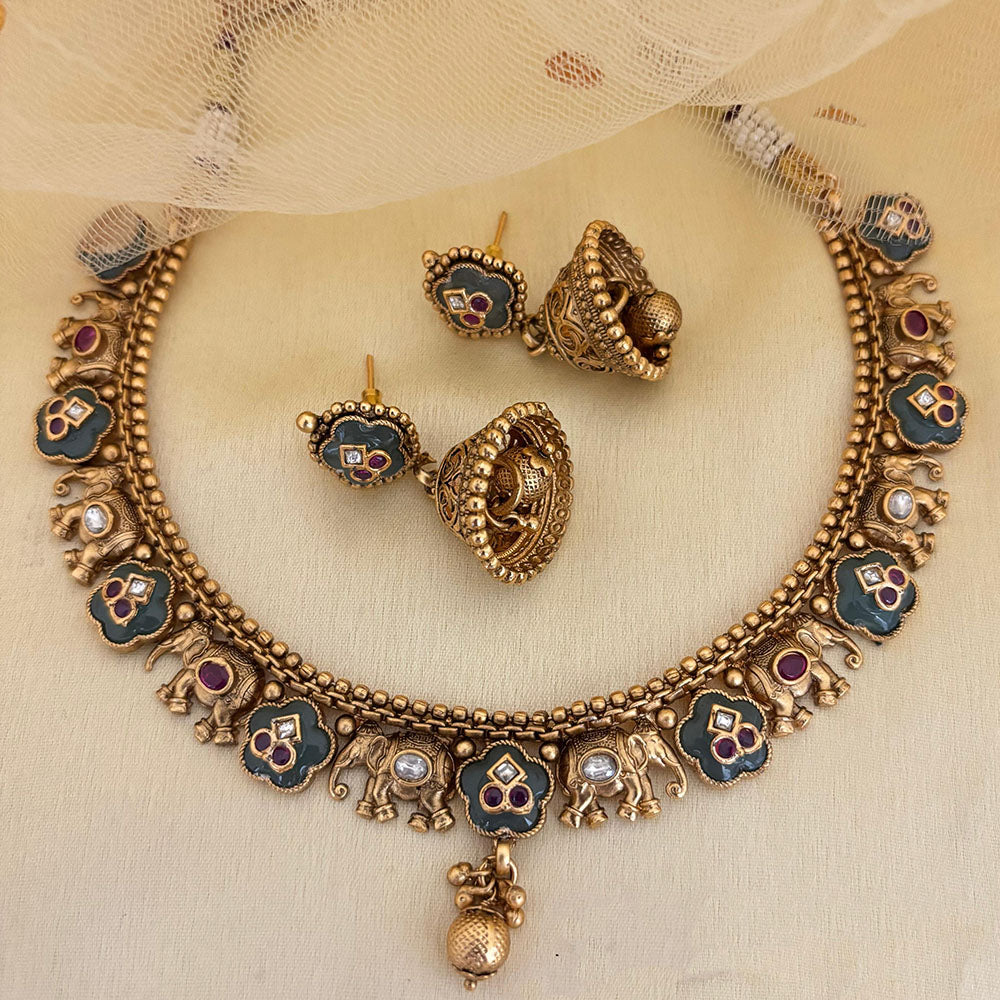 Jewel Addiction Luxury Pota Stone And Pearl Necklace Set