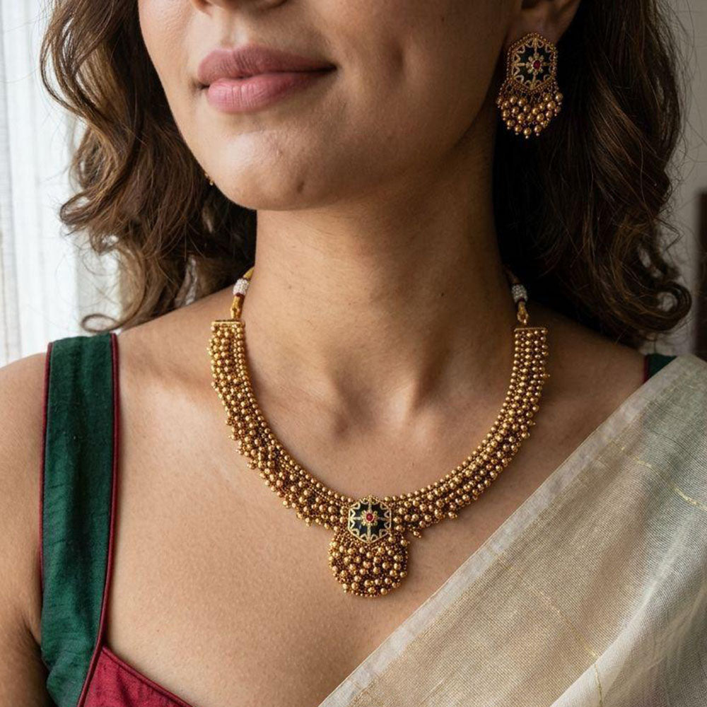 Jewel Addiction Elegance Pota Stone And Pearl Necklace Set
