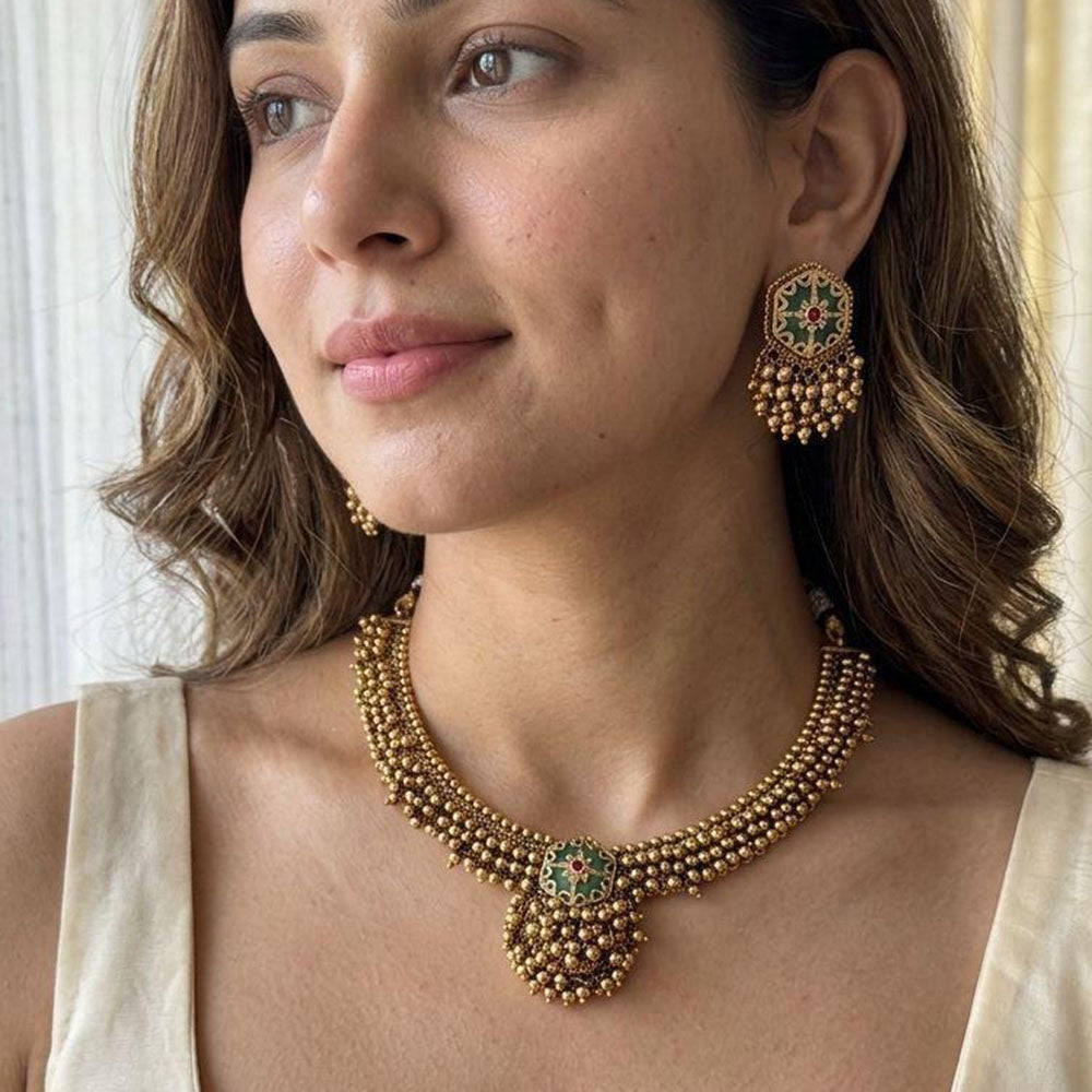 Jewel Addiction Elegance Pota Stone And Pearl Necklace Set