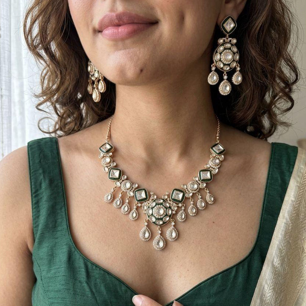 Jewel Addiction Royal Polki Kundan Stone Necklace Set