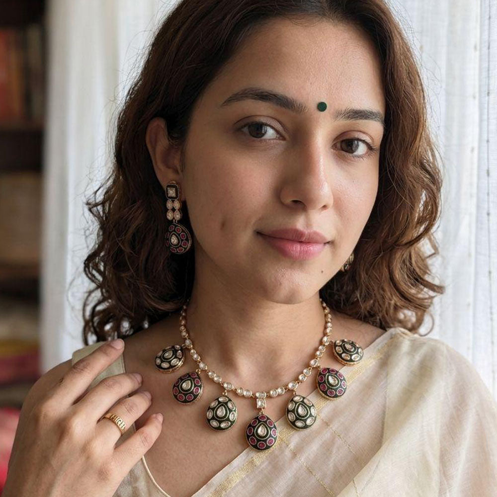 Jewel Addiction Royal Polki Kundan Stone Necklace Set