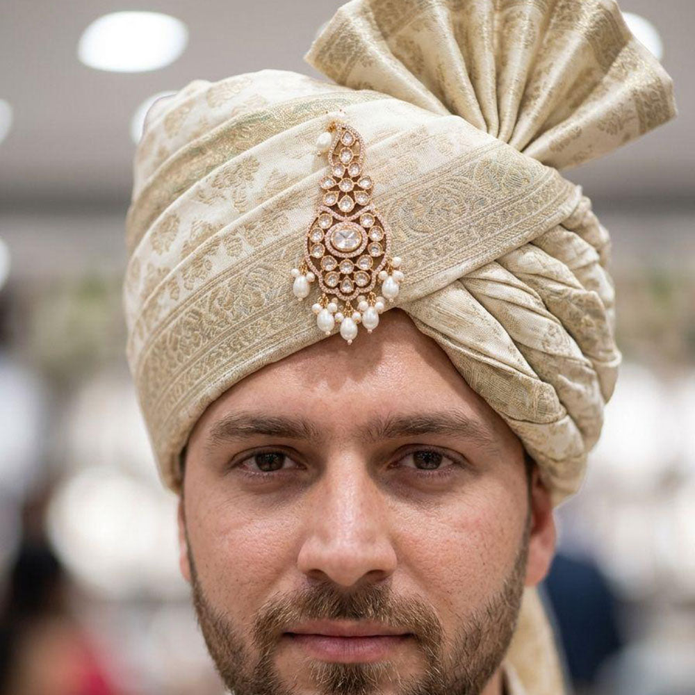 Jewel Addiction Polki Kundan Stone Brooch For Men Kalangi (Safa \ Padgdi)