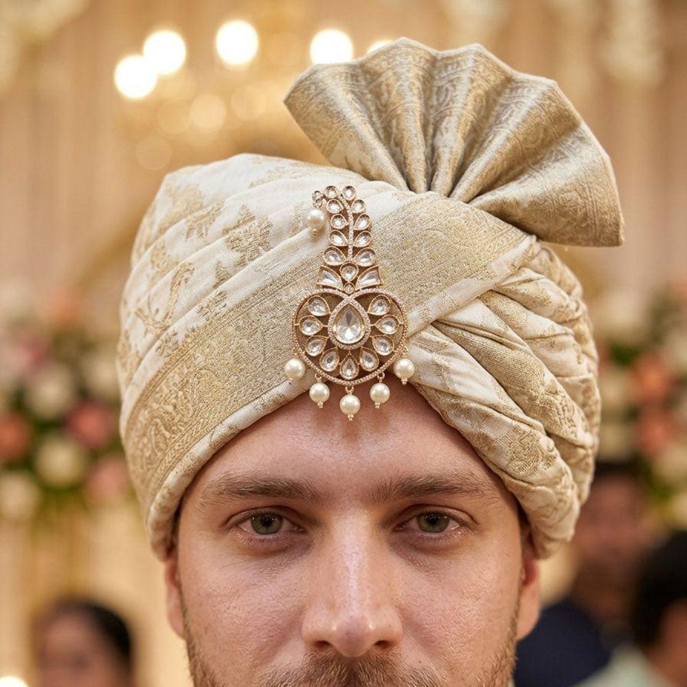 Jewel Addiction Polki Kundan Stone Brooch For Men Kalangi (Safa \ Padgdi)