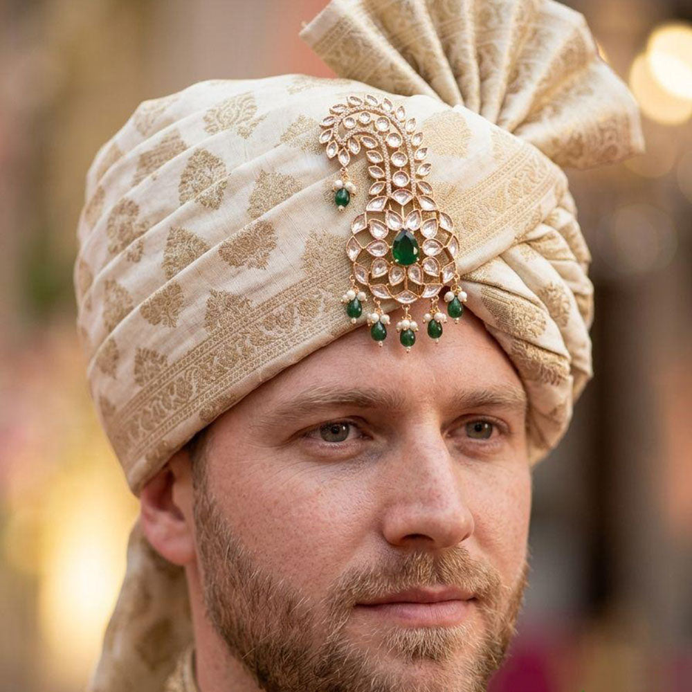 Jewel Addiction Polki Kundan Stone Brooch For Men Kalangi (Safa \ Padgdi)