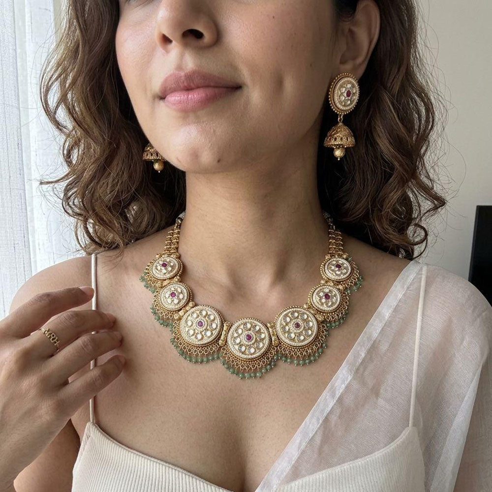 Jewel Addiction Glamorous Pota Stone And Pearl Necklace Set