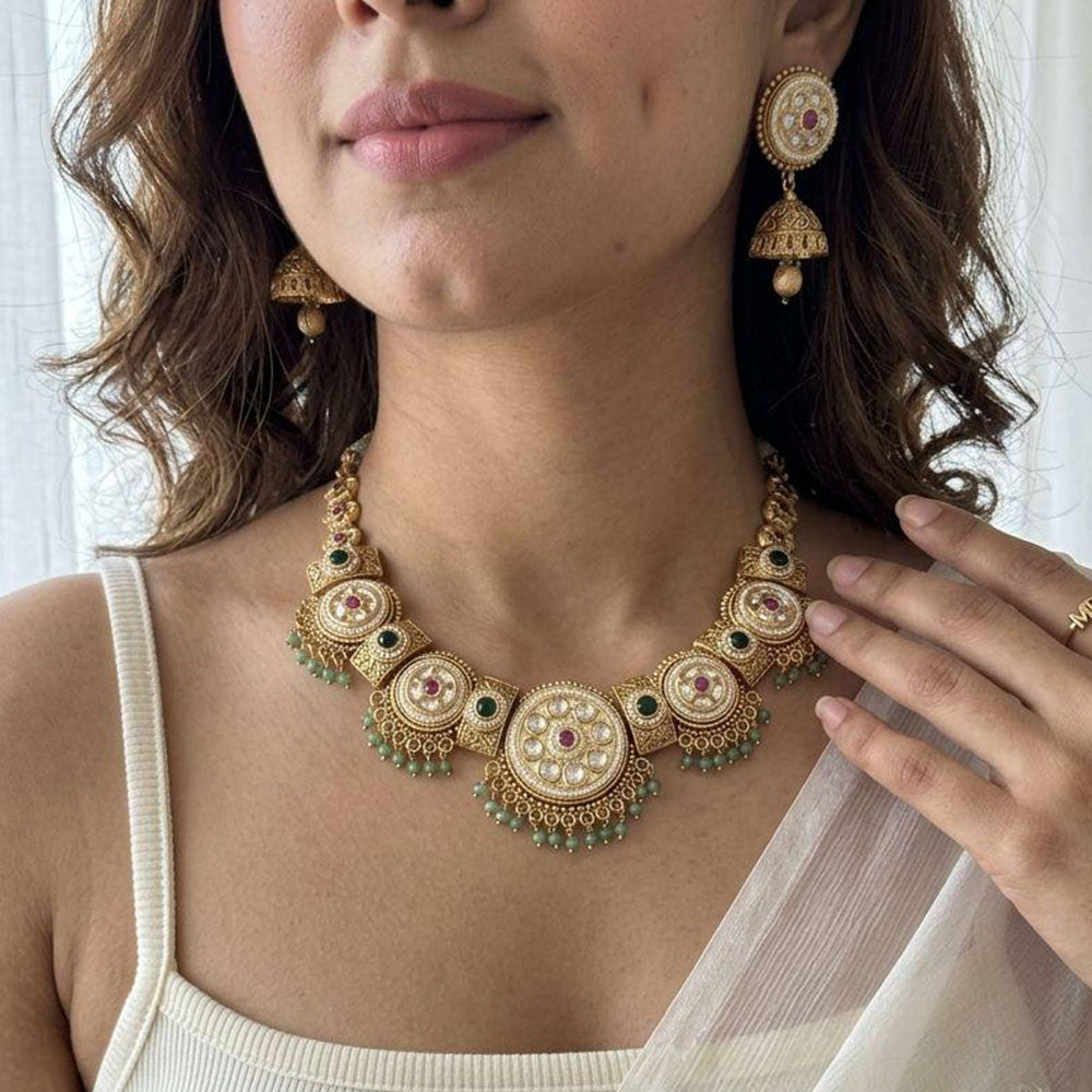 Jewel Addiction Glamorous Pota Stone And Pearl Necklace Set