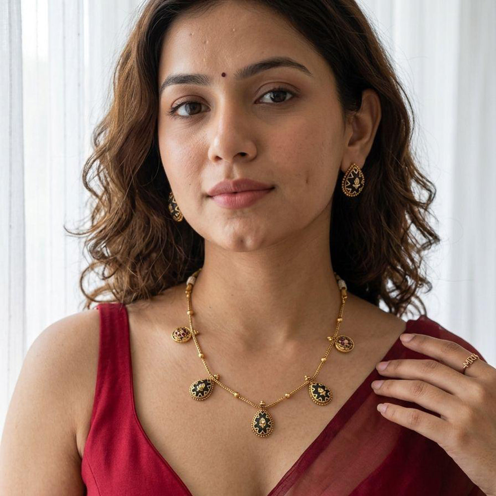 Jewel Addiction Designer Pota Stone Necklace Set