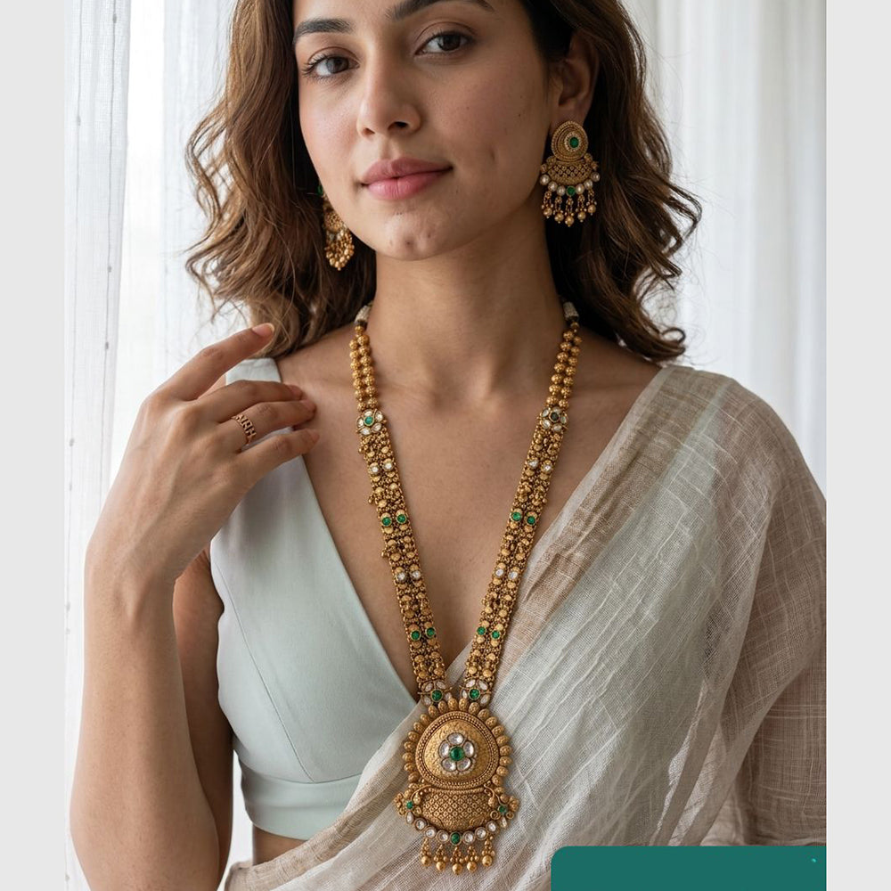 Jewel Addiction Ethnic Pota Stone Long Necklace Set