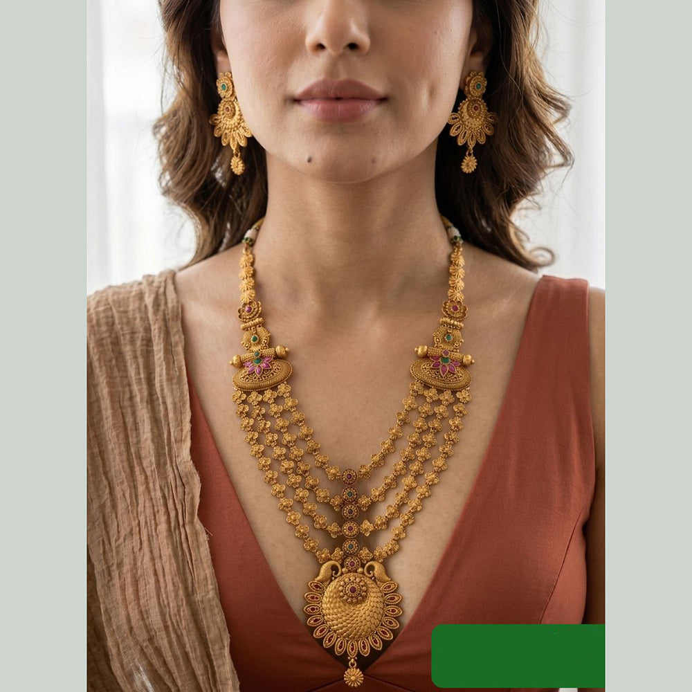 Jewel Addiction Ethnic Pota Stone Long Necklace Set