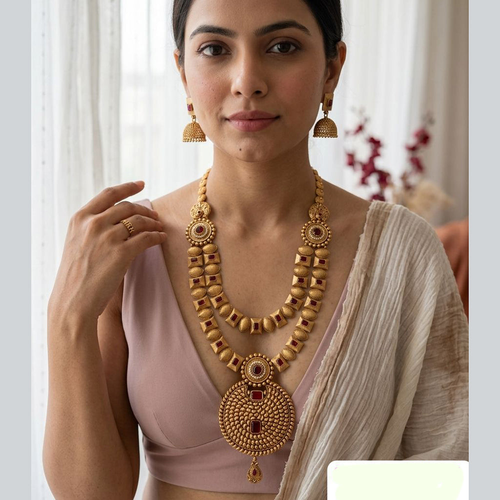 Jewel Addiction Ethnic Pota Stone Long Necklace Set