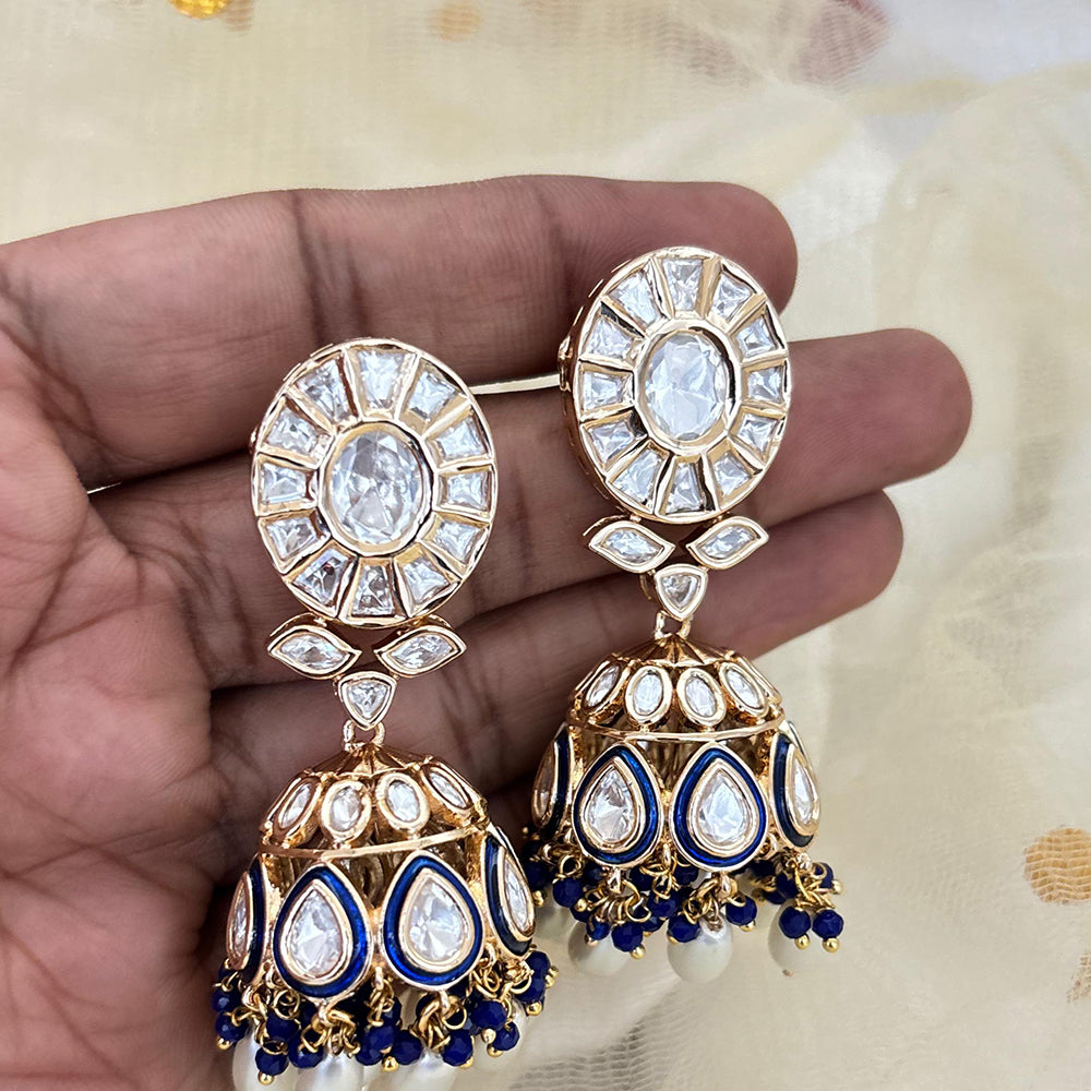 Jewel Addiction Designer Polki Kundan Stone And Beads Jhumki Earrings