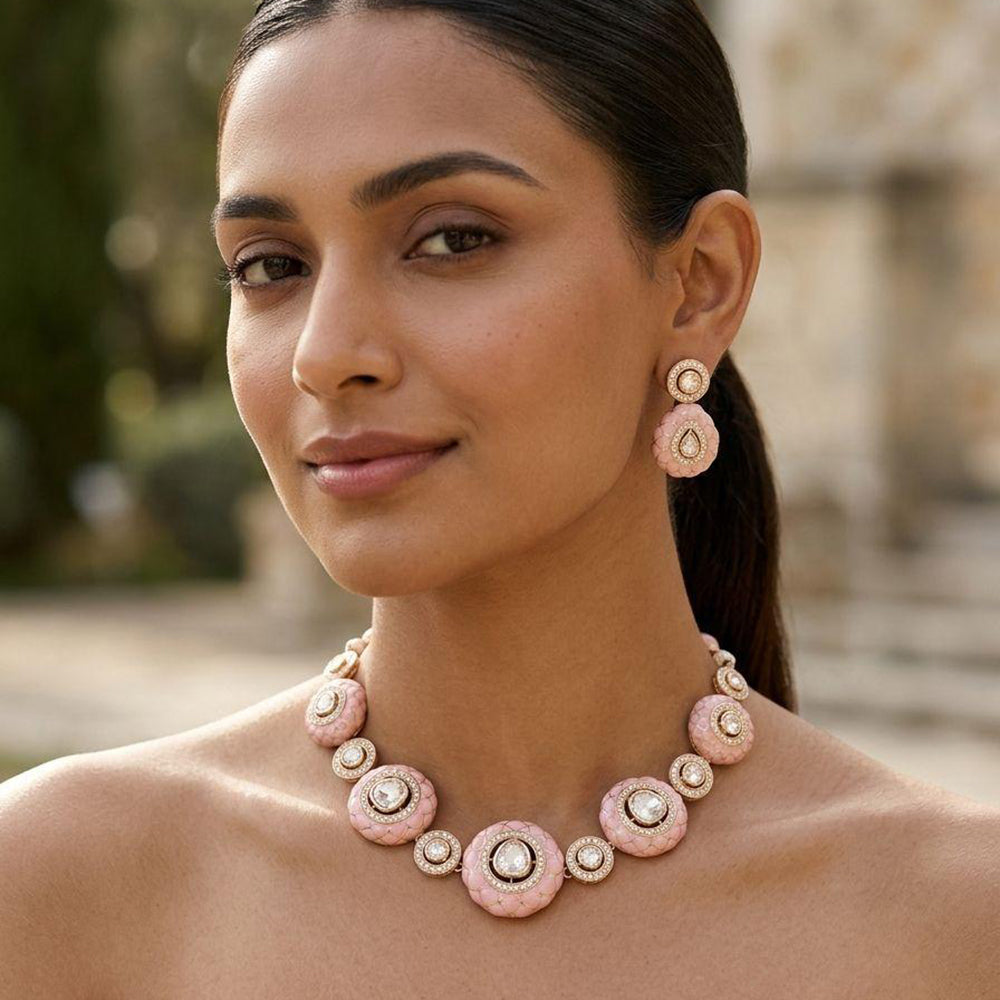Jewel Addiction Classic Polki Kundan Stone And Pearl Necklace Set