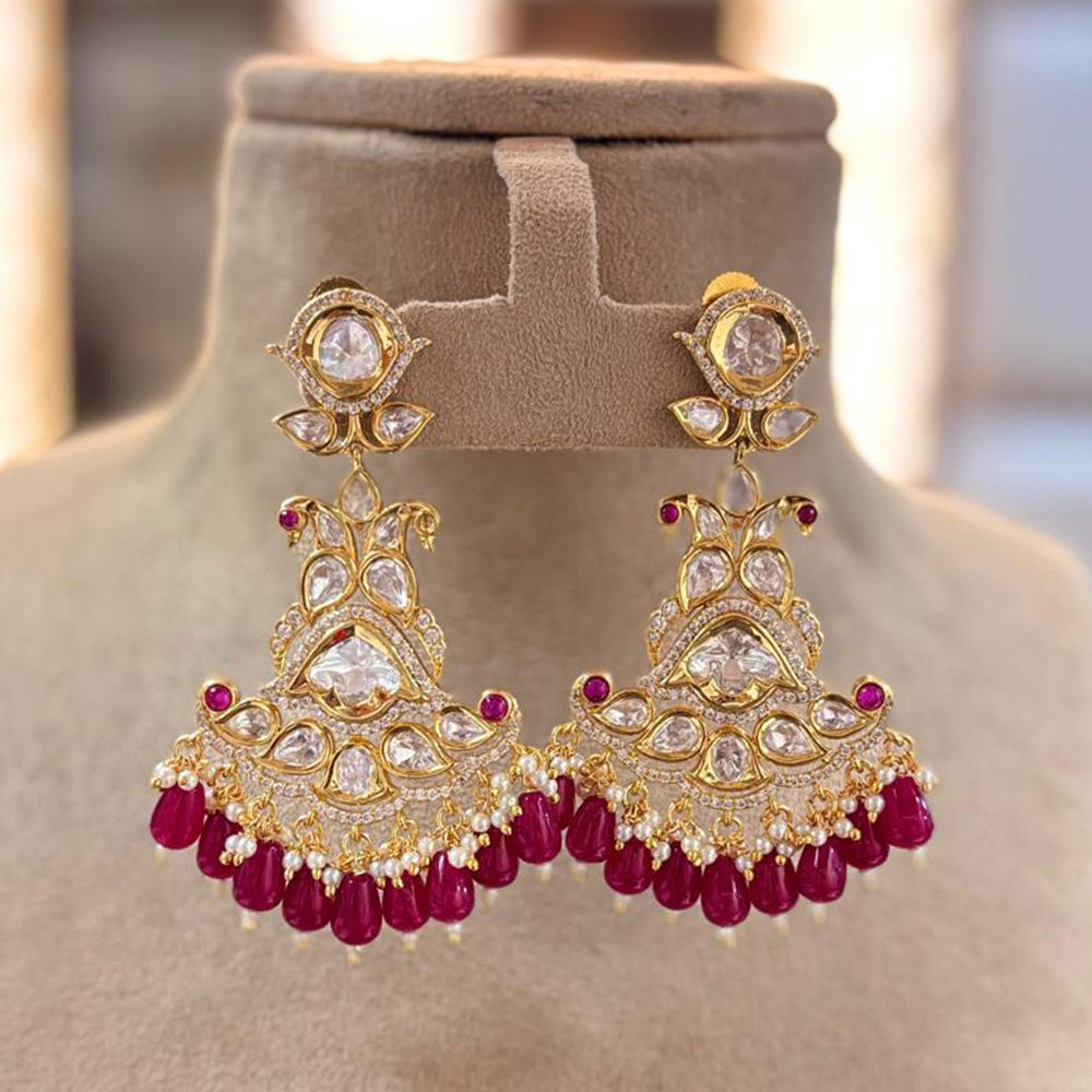 Jewel Addiction Designer Polki kundan Stone And Beads Dangler Earrings