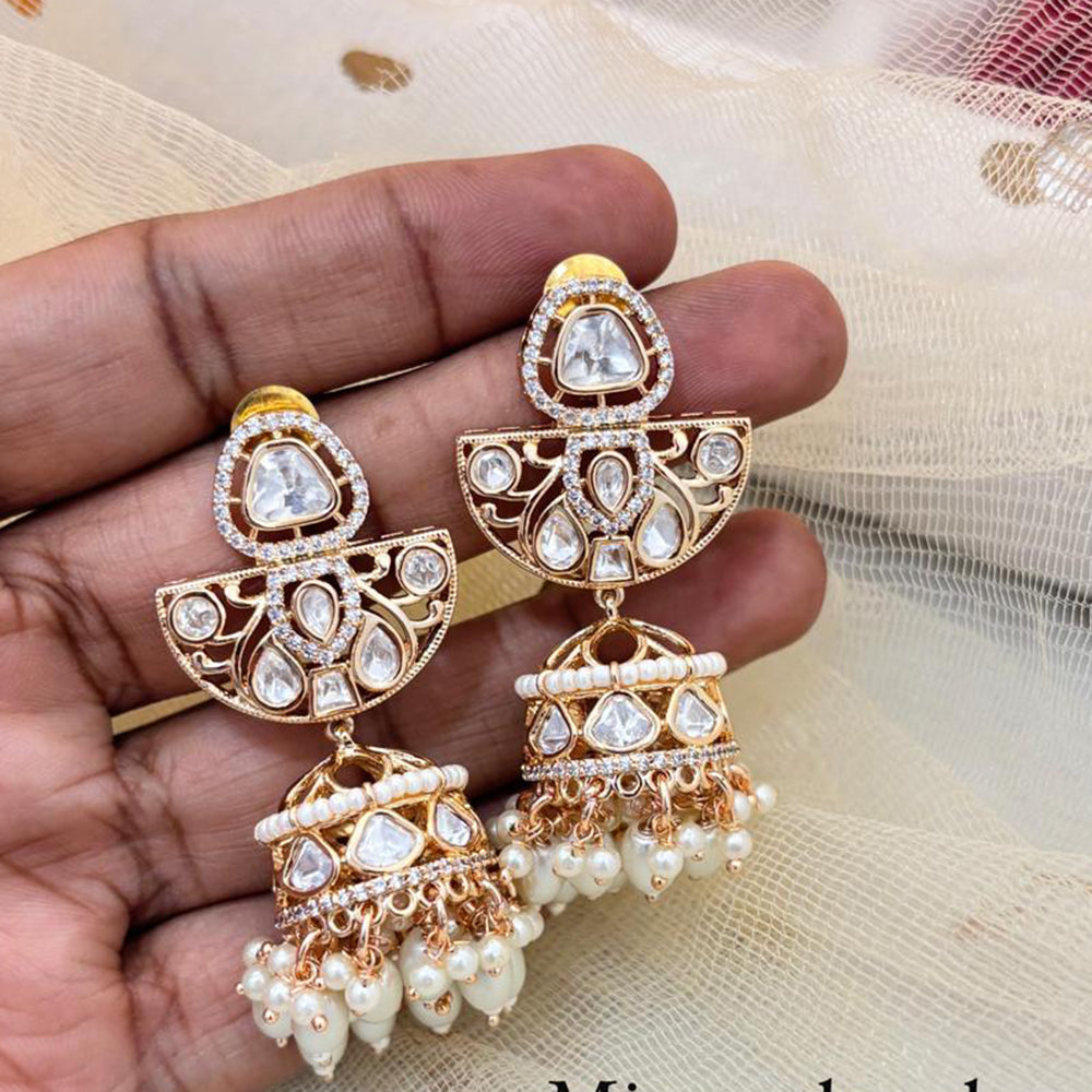 Jewel Addiction Ethnic Polki Kundan Stone And Pearl Designer Jhumki Earrings