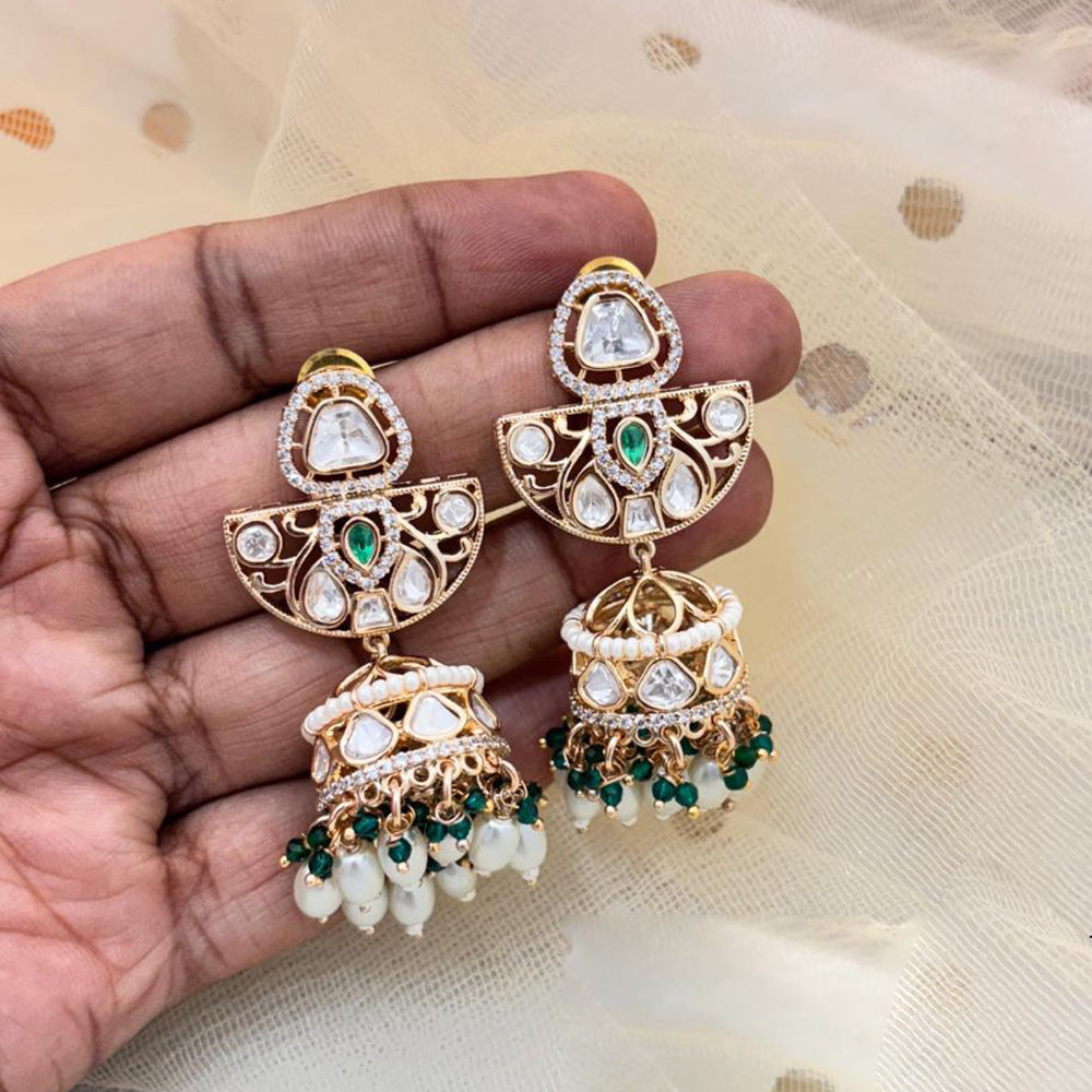 Jewel Addiction Ethnic Polki Kundan Stone And Pearl Designer Jhumki Earrings