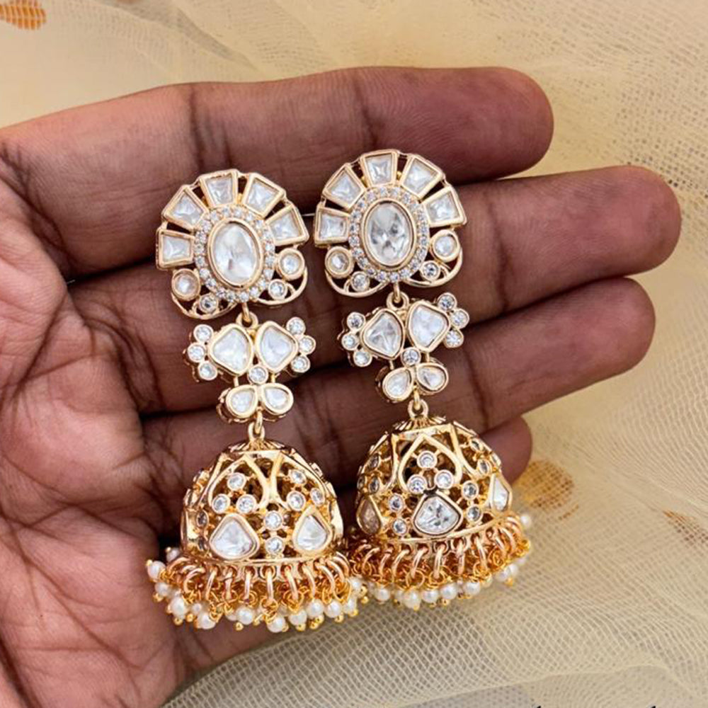 Jewel Addiction Ethnic Polki Kundan Stone And Pearl Designer Jhumki Earrings