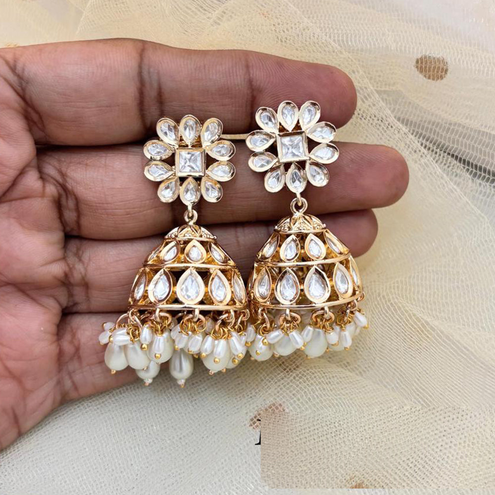 Jewel Addiction Ethnic Polki Kundan Stone And Pearl Designer Jhumki Earrings