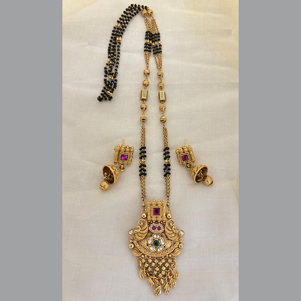 Jewel Addiction Pota Stone And Pearl Designer Black Beads Mangalsutra