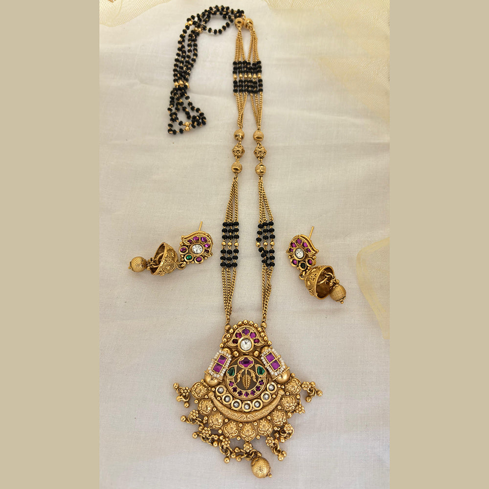 Jewel Addiction Pota Stone And Pearl Designer Black Beads Mangalsutra