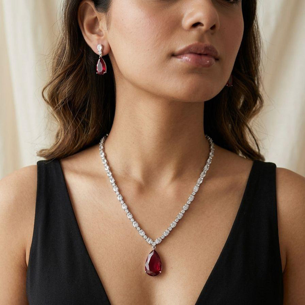 Jewel Addiction Classic American Diamond Necklace Set
