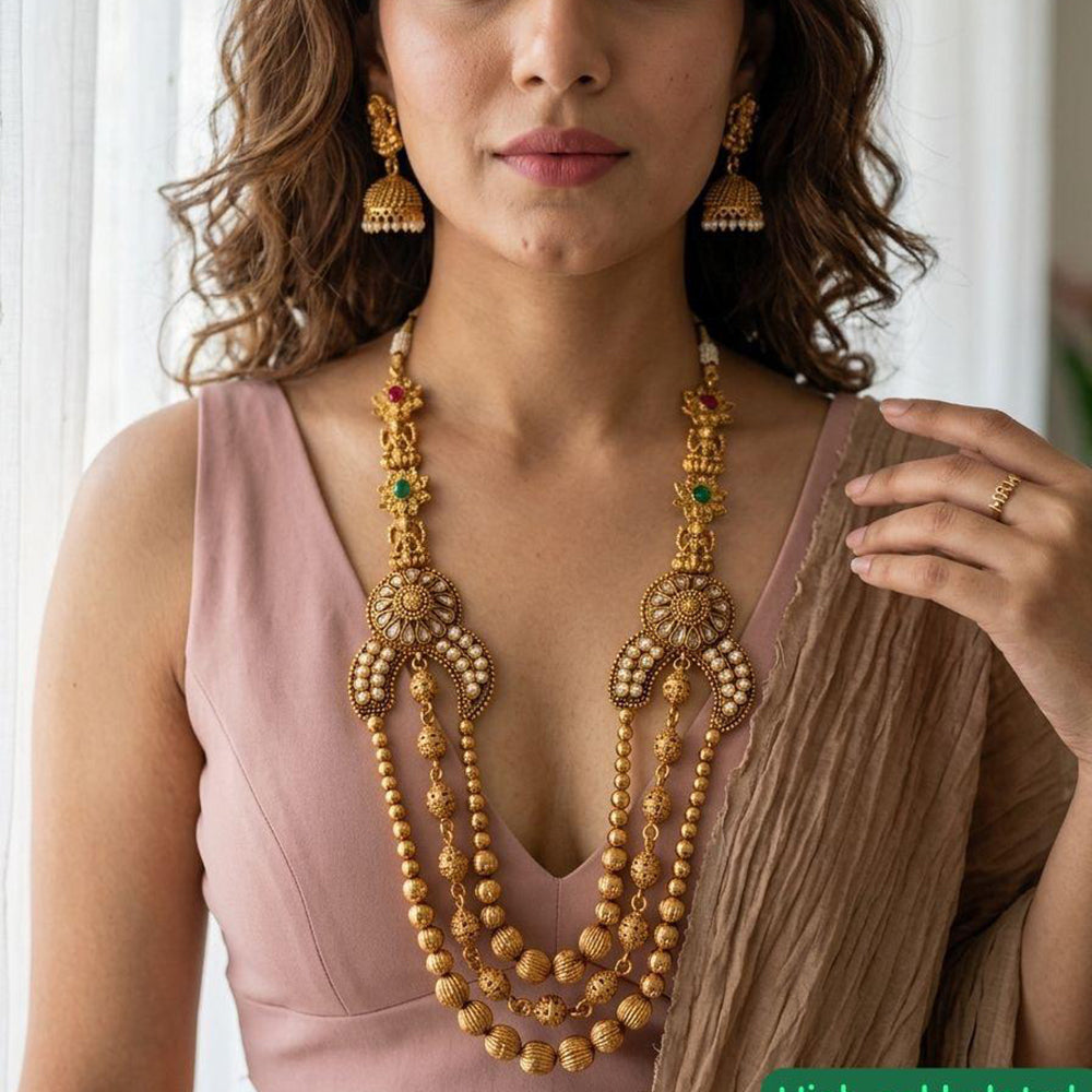 Jewel Addiction Traditional Pota Stone And Beads Long Necklace Set
