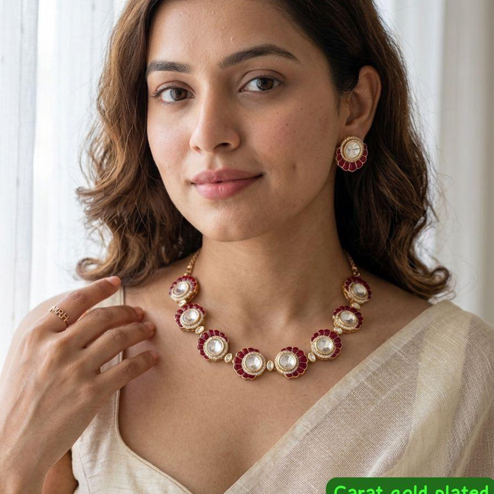 Jewel Addiction Classic Polki Kundan Stone Necklace Set