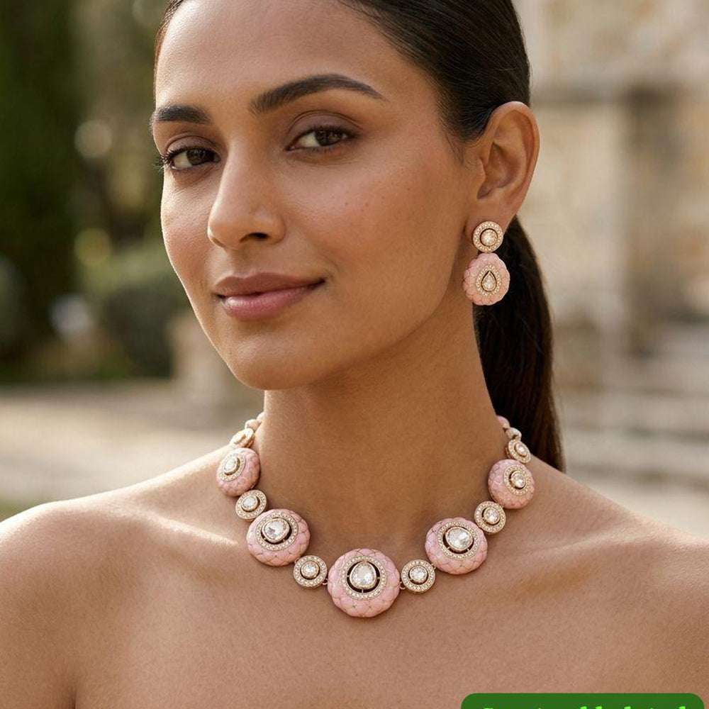 Jewel Addiction Classic Kundan Stone And Meenakari Necklace Set