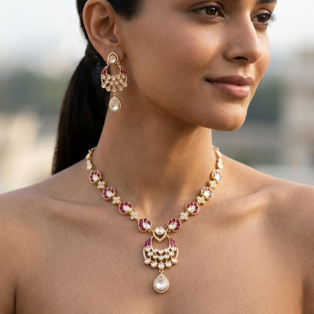 Jewel Addiction Classic Kundan Stone And Meenkari Necklace Set
