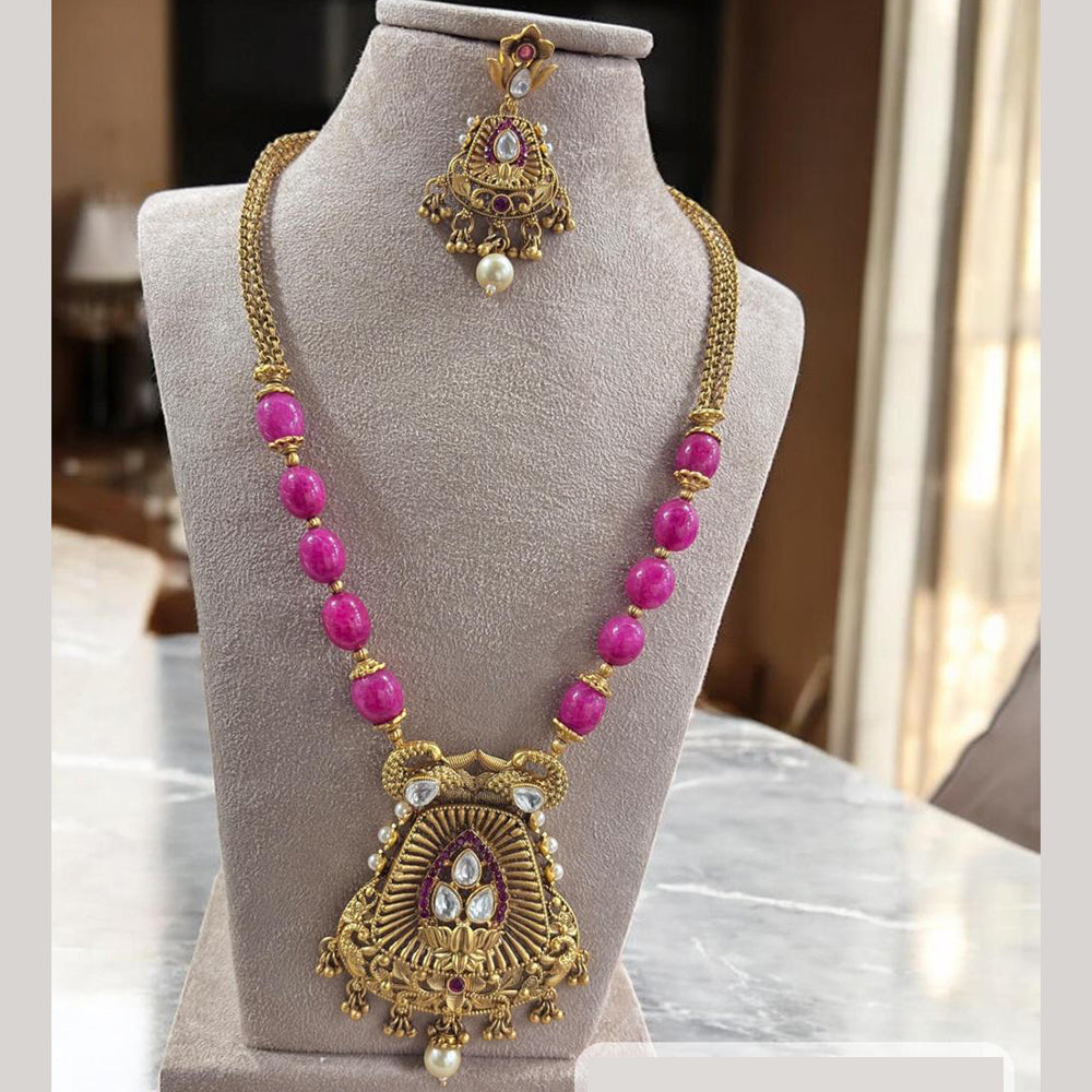 Jewel Addiction Traditional Pota Stone And Beads Long Necklace Set