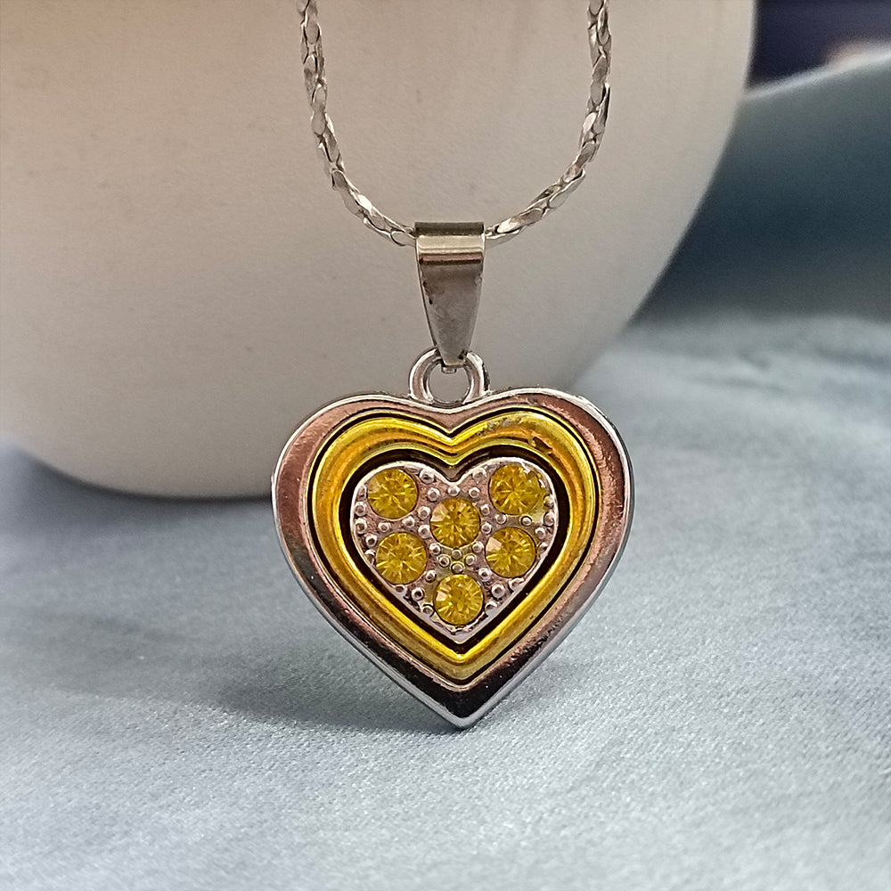 Urthn Heart Shape Austrian Stone Chain Pendant (Pack Of 6)