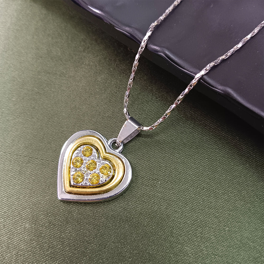 Urthn Heart Shape Austrian Stone Chain Pendant (Pack Of 6)