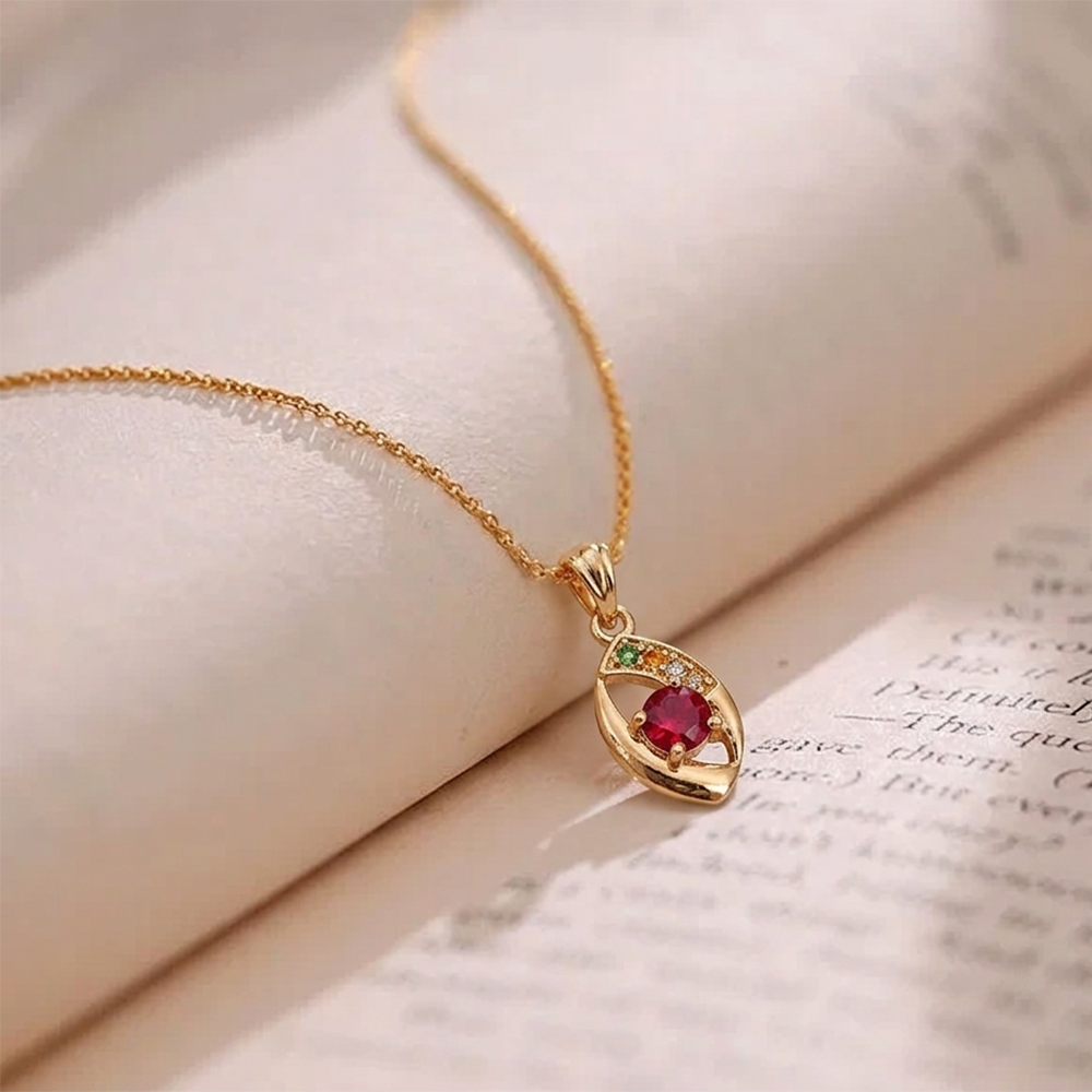 Urthn Gold Plated Assorted Colors Stylish Chain Pendant For Women & Girls (Pack of 12)