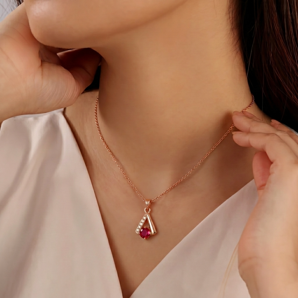 Urthn Gold Plated Assorted Colors Stylish Chain Pendant For Women & Girls (Pack of 12)