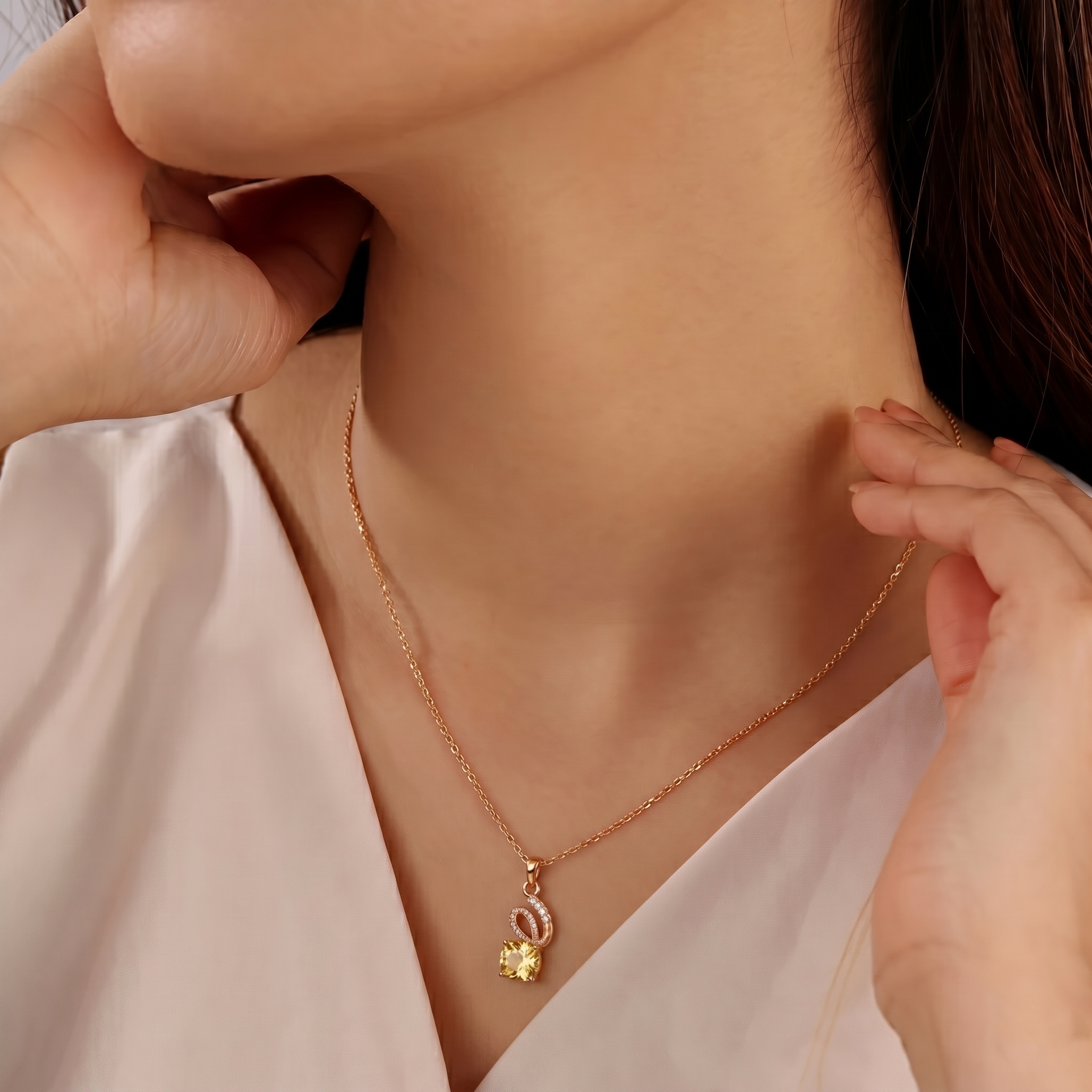 Urthn Gold Plated Assorted Colors Stylish Chain Pendant For Women & Girls (Pack of 12)