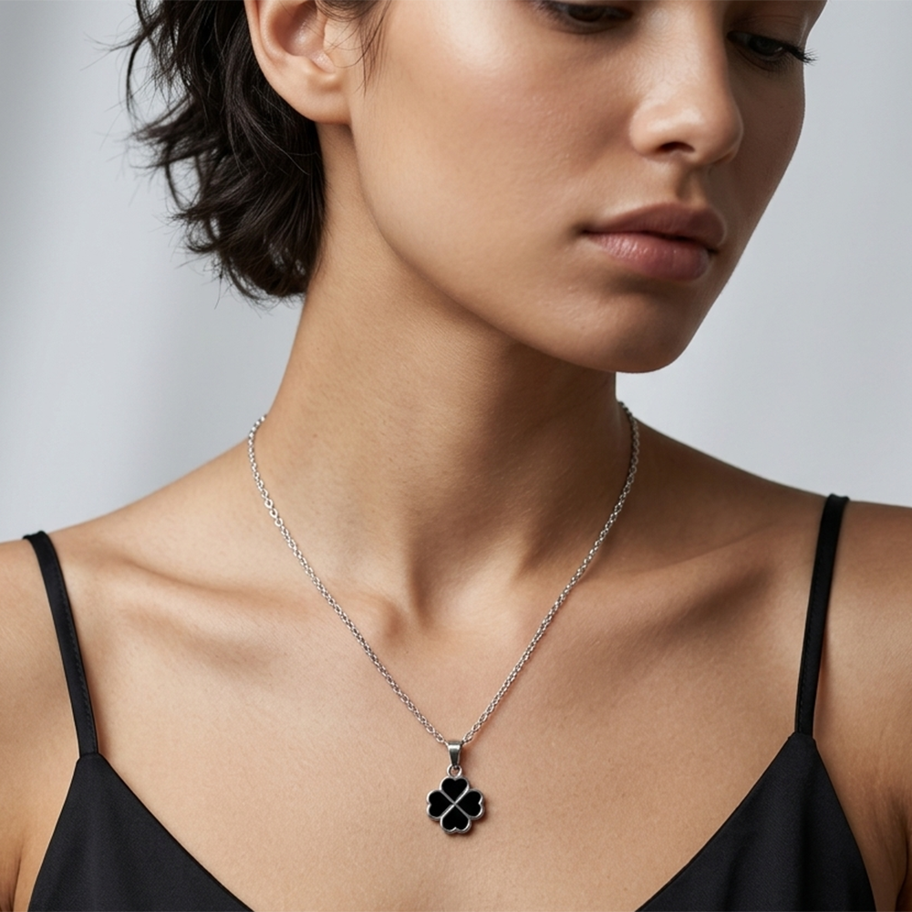 Urthn Silver Plated Clover Chain Pendant For Women/ Girls(Pack of 6)