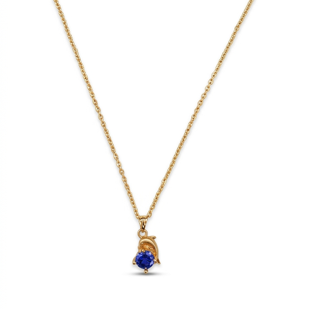 Urthn Crystal Stone Dolphin Chain Pendant For Women/ Girls (Pack of 12)