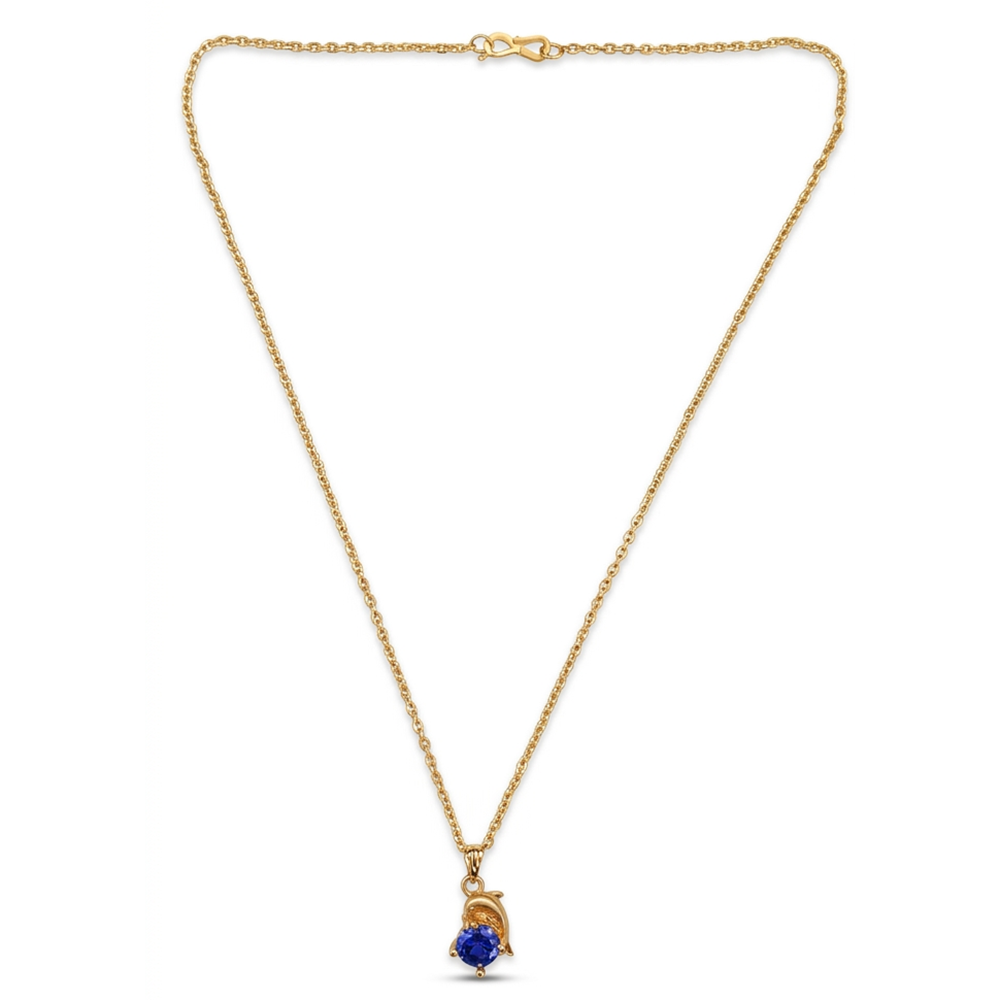 Urthn Crystal Stone Dolphin Chain Pendant For Women/ Girls (Pack of 12)