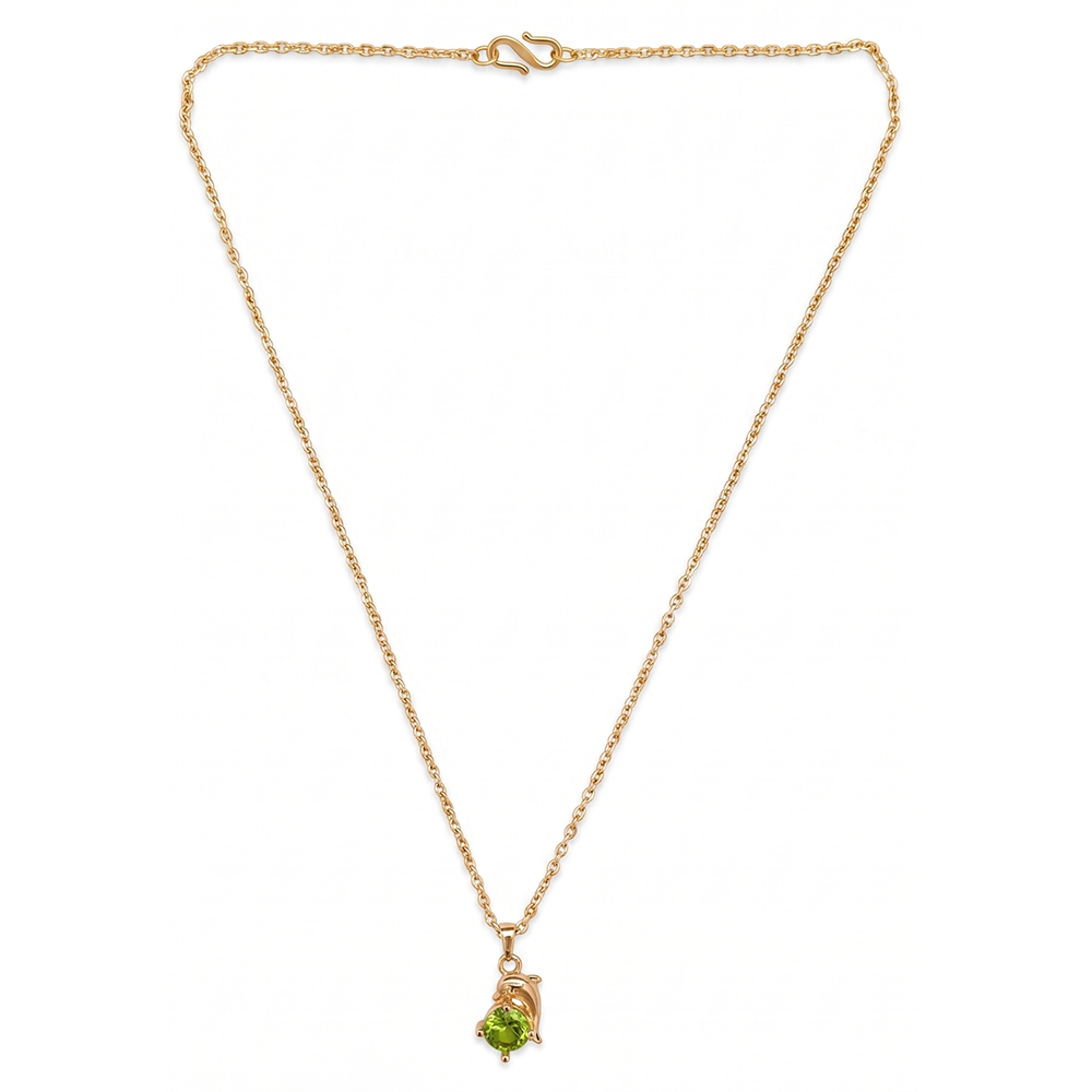 Urthn Crystal Stone Dolphin Chain Pendant For Women/ Girls (Pack of 12)