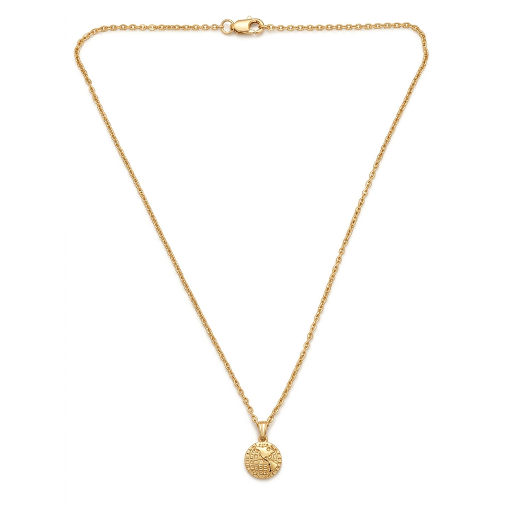 Urthn Gold Plated World Map Chain Pendant for Women & Girls (Pack of 8)