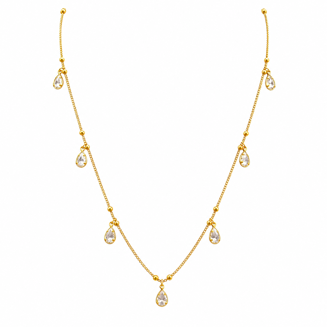 Urthn Elegant Gold Plated Teardrop Charm Necklace with Delicate Chain(Pack of 3)