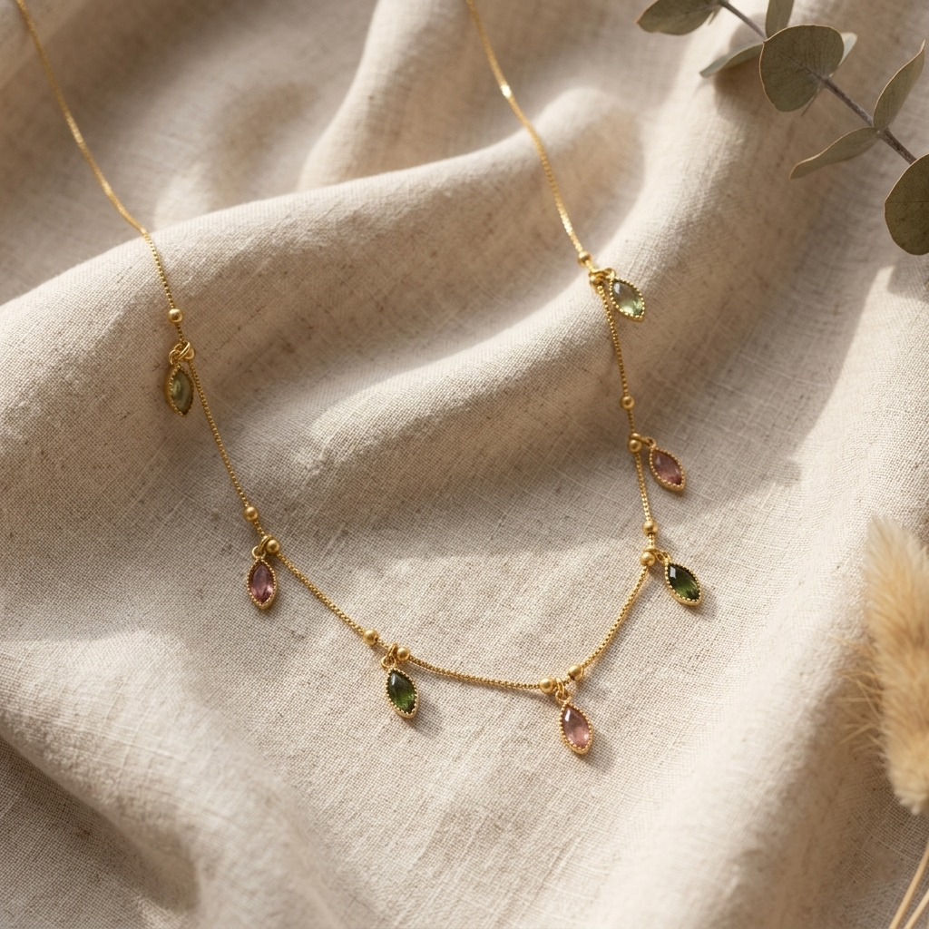 Urthn Elegant Gold Plated Teardrop Charm Necklace with Delicate Chain(Pack of 3)