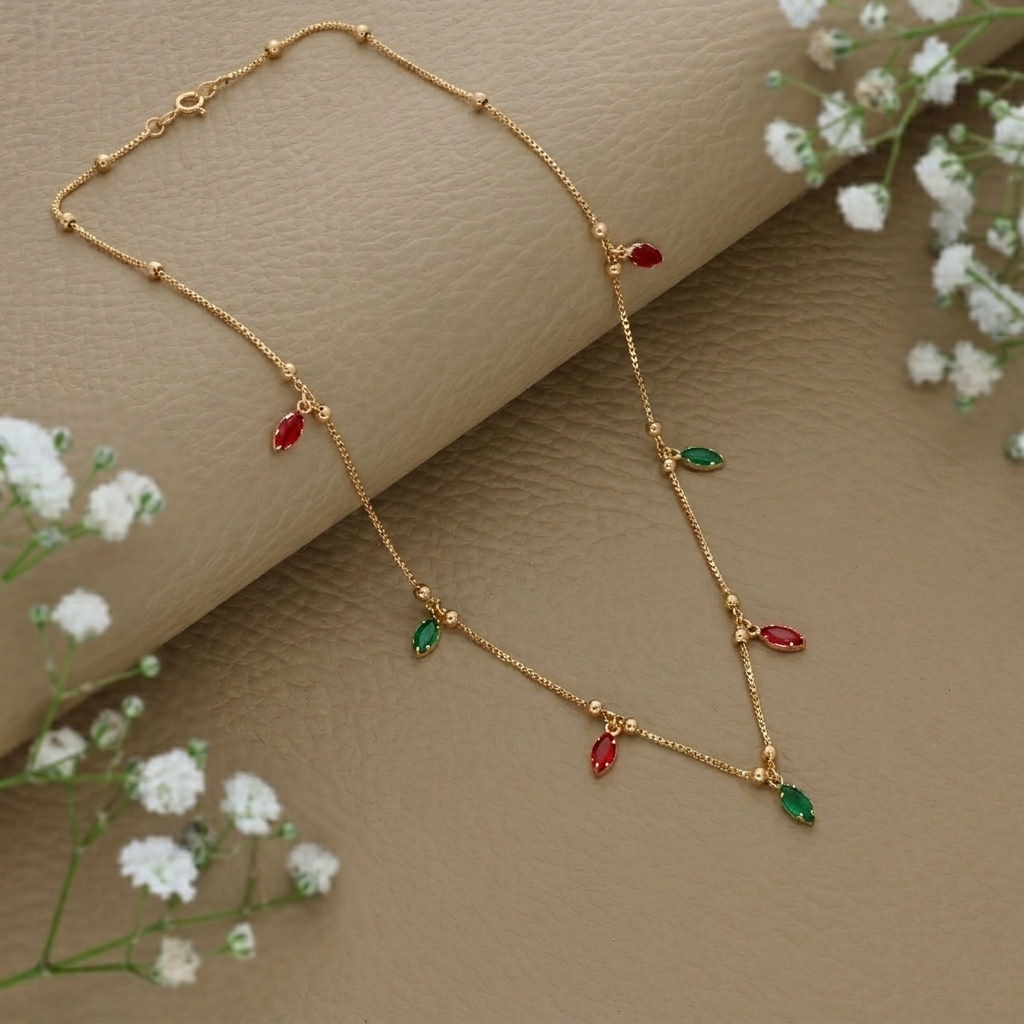 Urthn Elegant Gold Plated Teardrop Charm Necklace with Delicate Chain(Pack of 3)