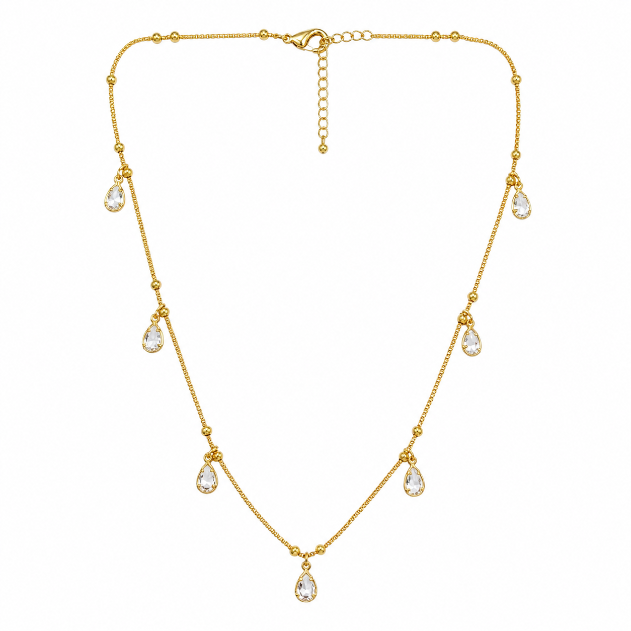 Urthn Elegant Gold Plated Teardrop Charm Necklace with Delicate Chain(Pack of 3)