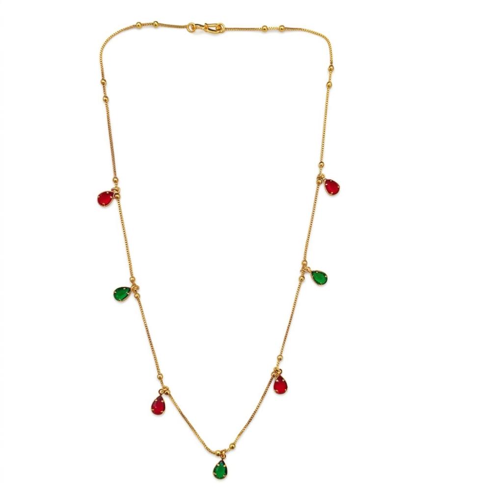 Urthn Minimal Gold Chain Necklace with Crystal Drop Charms (Set of 3)