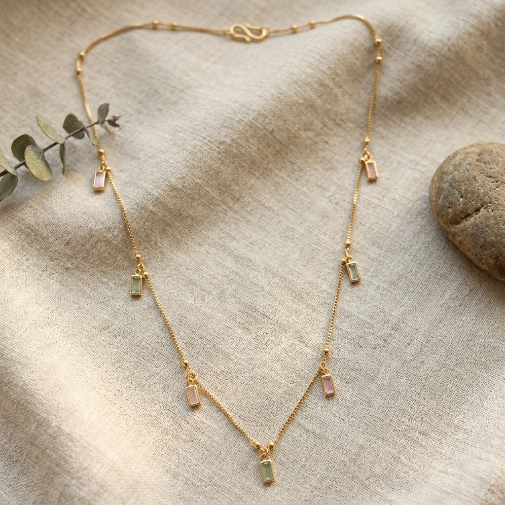 Urthn Elegant Gold Plated Stylish Necklace with Delicate Chain(Pack of 3)