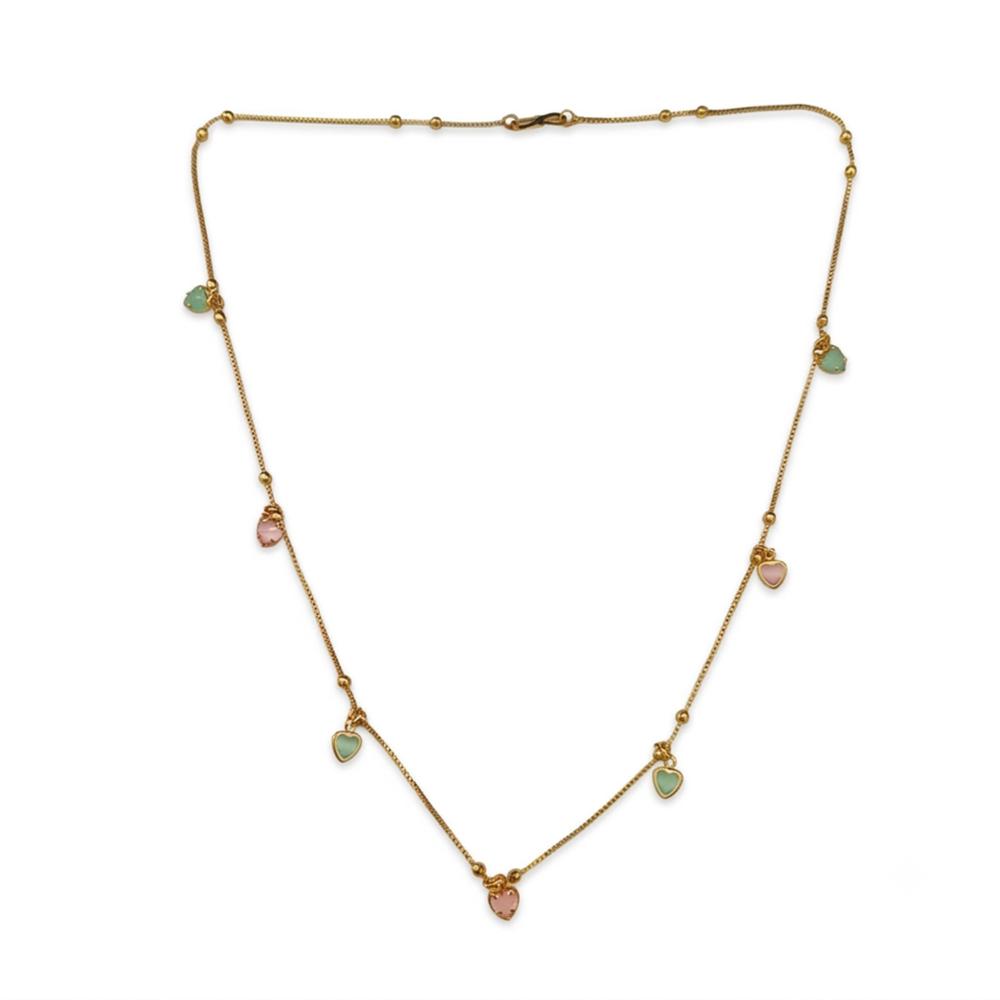Urthn Minimal Gold Chain Necklace with Crystal Drop Charms (Set of 3)