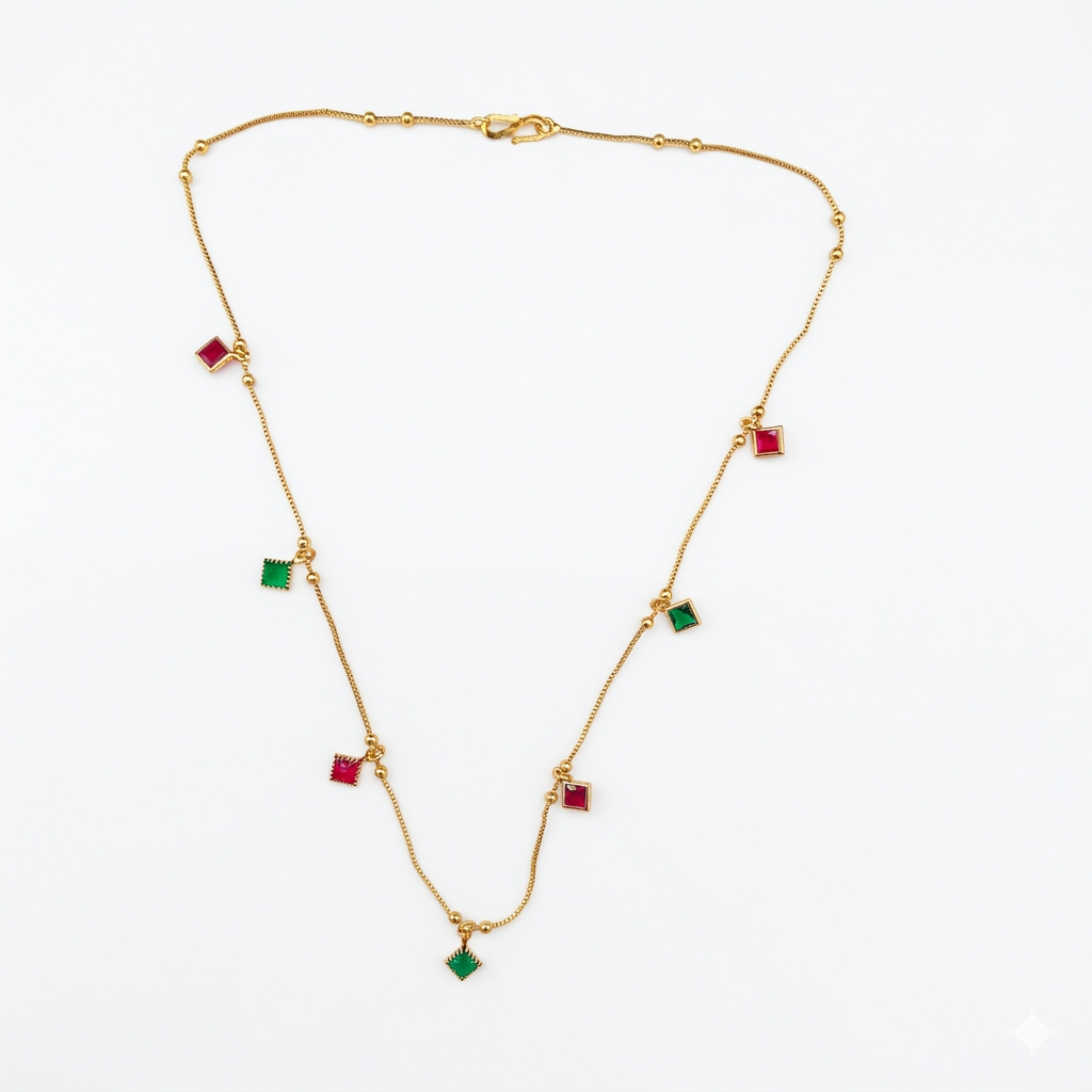 Urthn Designer Style Gold Chain Necklace with Drops Accents(Pack of 3)
