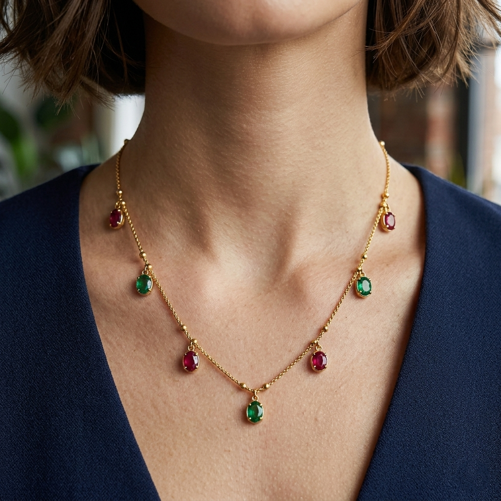 Urthn Stylish Gold Plated Multi Drop Charm Necklace(Pack of 3)
