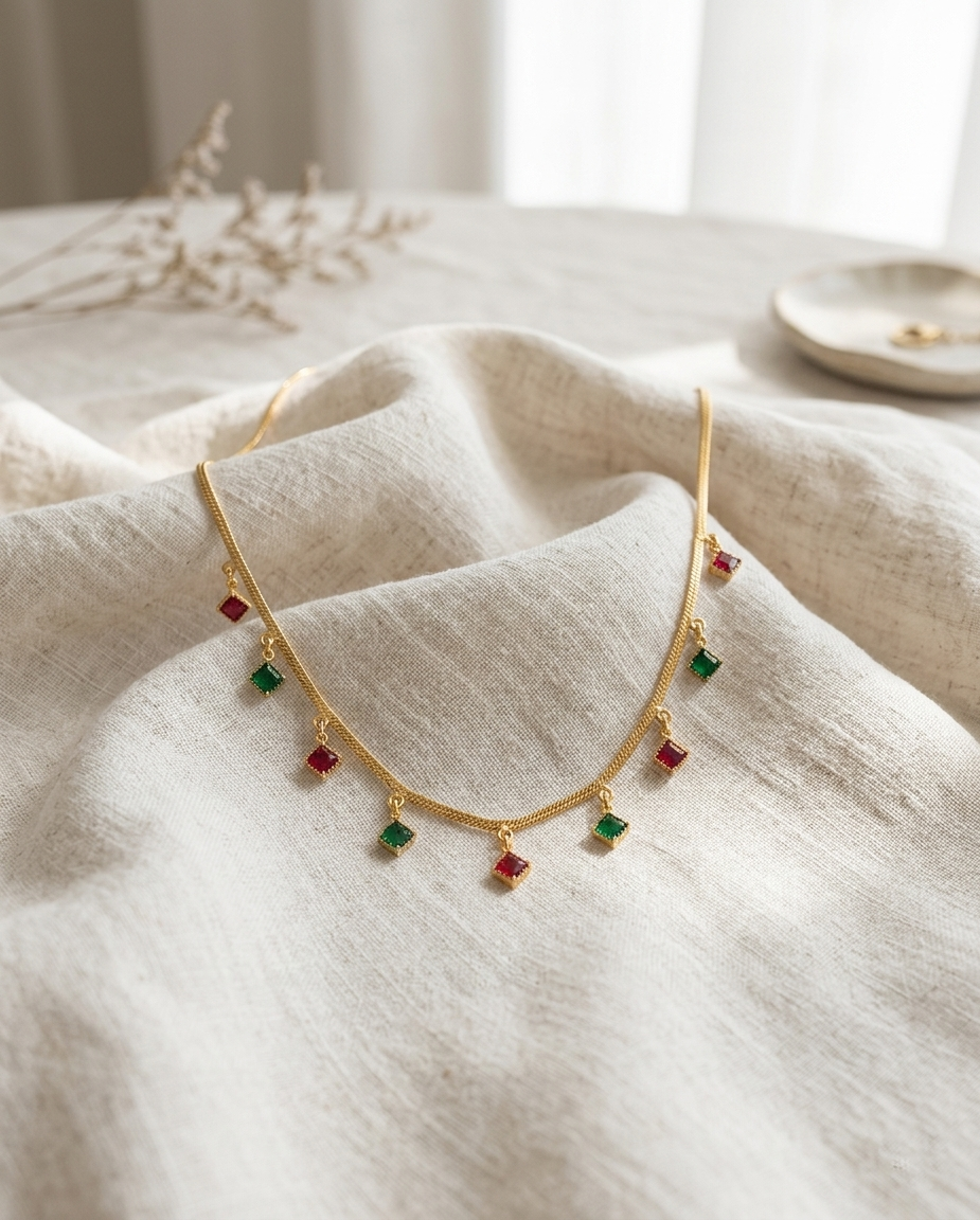 Urthn Elegant Gold Plated Teardrop Charm Necklace with Delicate Chain(Pack of 3)