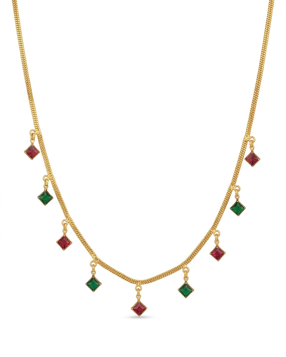 Urthn Elegant Gold Plated Teardrop Charm Necklace with Delicate Chain(Pack of 3)